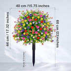 2 Pack Artificial Topiary Boxwood Ball Trees with Ground Spike, 23.6'' Faux Shrubs Fake Brush Plants Flowers Greenery for Indoor Front Porch Garden Outdoor Decoration