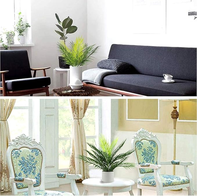 PASYOU Artificial Palm Tree 1Pack, Fake Plants Plastic Greenery Tropical Shrubs Faux Leaves for Home Indoor Outdoor Decor Garden DIY Basket Planter Filler Wedding Party Decoration Ornaments