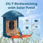Smart Bird Feeder with Camera, 2K HD Birdwatching Camera with AI Identify Bird Species & Solar Panel, Auto Video Capture & Instant Notifications, for Dad Granpa Birdlovers