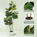 6FT Artificial Fiddle Leaf Fig Tree for Indoor Home Office Decor-Realistic Fake Ficus Tree in Black Planter,Faux Plant with Lifelike Trunk&Leaves for Living Room,Housewarming Gift