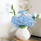 Coferset Baby Blue Hydrangea Artificial Flowers 3pcs Lifelike Faux Hydrangea Real Touch Artificial Flowers for Outdoors Home Wedding Christmas Office Party Living Room Decoration,22inch
