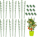 Legigo 6 Pack 30 Inch Plant Support Cages Tomato Cage for Garden- Plant Cages Adjustable Rings, Tomato Plant Support Stakes Trellis for Pots, Peppers, Cucumbers and Flowers with 10 Plant Clips