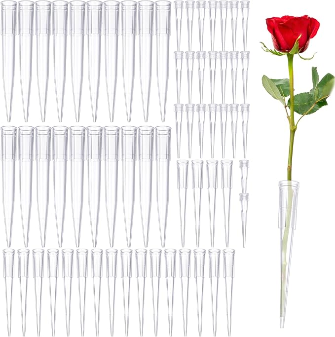 LXUEJIE 60Pcs Flower Stems Holder, Floral Water Tubes, Flower Picks Flowers Arrangements Sleeves Flowers Bouquet Accessories for Plant, Bouquet Accessories, Florist Supplies（A Hole in the Bottom）