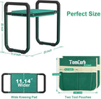 TomCare Garden Kneeler and Seat 11.14” Wider Larger Soft Kneeling Pad Garden Bench with 2 Large Tools Pouches Heavy Duty Foldable Garden Stool Gardening Gifts for Women Men Gardeners Seniors, Green