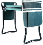 Ohuhu Garden Kneeler and Seat, Heavy Duty Garden Stool with EVA Foam Kneeling Pad, Foldable Gardening Bench with 2 Tool Pouches, 2-in-1 Portable Gardening Supplies, for Seniors
