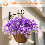 ZAIYW 18 Bundles Artificial Flowers Outdoor Fake Flowers Pansies Faux Artificial Plants for Planter Porch Yard Home Decor (Purple White)