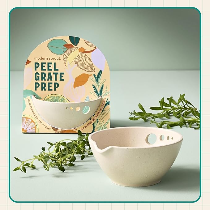 Modern Sprout Garden Jar & Herb Stripper Bundle Self-Watering Herb Grow Kit w/Recyclable Mason Jar + 3-in-1 Prep Peeler & Grater Plate - Indoor Gardening - Gift for Mother's Day (Rosemary & Parsley)