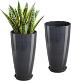 QCQHDU 21 inch Tall Planters for Outdoor & Indoor Plants, 2 Pack Sturdy Plant-Flower-Tree Pots for Front Porch Patio Deck Living Room Decor