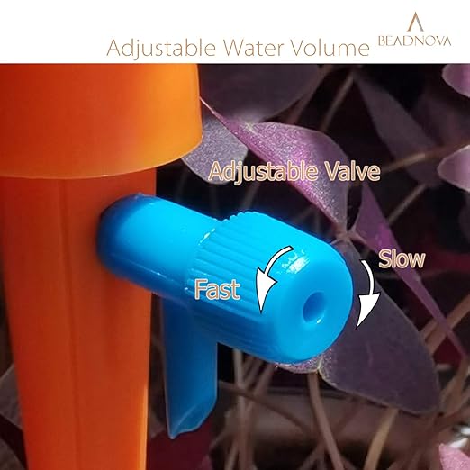 BEADNOVA Plant Self Watering Spikes Automatic Irrigation Equipment Adjustable Self Watering Spikes for Plants with Slow Release Control Valve (Orange Green, 6pcs)
