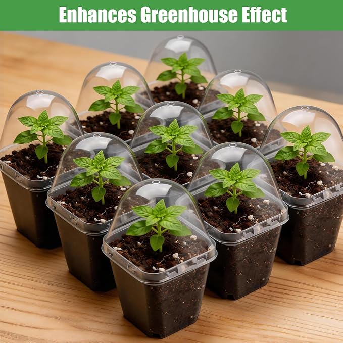 120 Pack Clear Humidity Domes, Transparent Seedling Domes Compatible with 2.7 Inch Square Nursery Pots for Seedlings