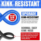 Heavy Duty Garden Hose 10 ft, Non-Expanding Flexible Water Hose, Kink Resistant Lightweight Hybrid Hose, Leakproof Hose Male to Female Fittings