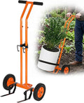 Heavy Duty Plant Caddy with Wheels, Plant Dolly Cart, Adjustable Grabbing Arm & Suction Cups for Easy Plant Movement, Versatile Indoor/Outdoor Plant Dolly Trolley Cart with Strap, Orange
