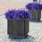 RECUTMS Fake Outdoor Flowers Artificial Flowers Plants for Window Boxes Spring Outdoor Home Decoration, 10 Bundles Fake Faux Eucalyptus for Outside Home Planter Porch Patio Window Yard Decor(Purple)