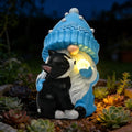 GIGALUMI Solar Garden Statue, Gnome with Dog Outdoor Decor, Gnomes Decoration Gifts with LED for Patio Yard Lawn Balcony, Christmas/Birthday Gift for Mom Women