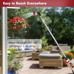 RESTMO 36”-60” Metal Watering Wand, Long Telescopic Tube | 180° Adjustable Ratcheting Head | 7 Spray Patterns | Flow Control, Perfect Garden Hose Sprayer to Water Hanging Baskets, Shrubs, Red
