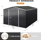Polar Aurora 10 x 14 FT Outdoor Storage Shed, Metal Garden Shed with with Updated Frame Structure, Tool Sheds for Backyard Garden Patio Lawn, Black