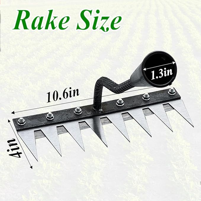 Weed Puller Tool - Upgrade Iron Weeding Rake, 2026 New Iron Rake for Gardening and Weeding, 8 Teeth Manual Weeder Remover Too, Detachable Garden Weeder Tool for Dethatching Lawn Loosening