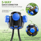 HIRALIY 50FT Garden Drip Irrigation Kit, Automatic Watering System with 5-Way Connector, Quick Connectors, Adjustable Drippers, Raised Bed, Patio