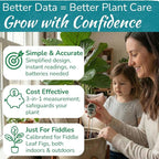Houseplant Resource Center Fiddle Leaf Fig 3-in-1 Soil Moisture Meter for Plants – Best Indoor Plant Water Meter for Potted Houseplants - Light & Moisture Sensor Probe for Optimal Growth