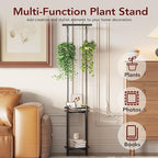 Homsorout Plant Stand Indoor Outdoor - Heavy Duty Metal 2-tier Hanging Plant Holder Space-Saving Iron Plant Stands Tall Plant Shelf for Living Room Garden Balcony（Black）