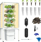 SJZX Hydroponics Growing System, Hydroponic Tower with Full-Spectrum Grow Lights, 5/14Tiers Indoor Outdoor Garden Planter, Vertical Home Gardening Germination Kits for Vegetables, Fruits, Herb (5L6H)