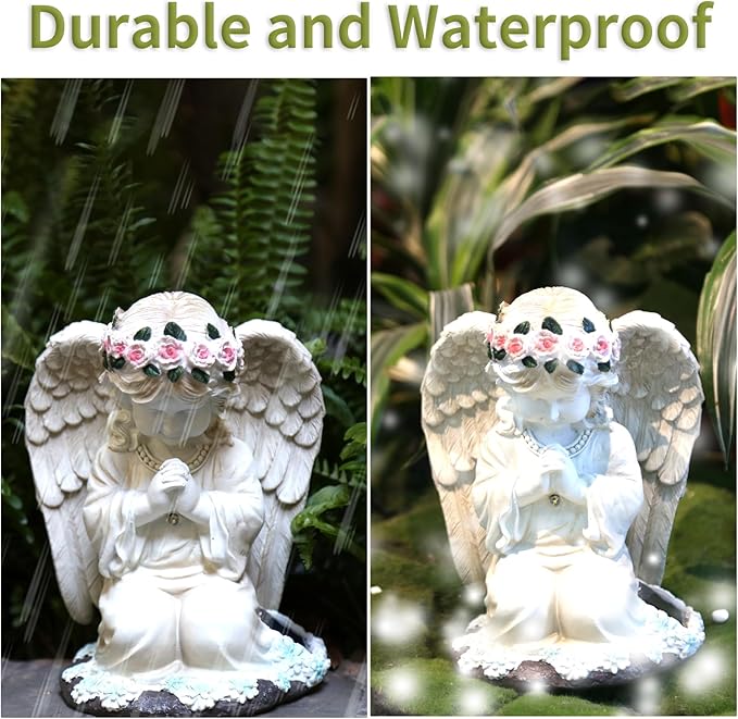 Angel Figurines, Outdoor Angel Statues for Garden, Solar Statues Outdoor Decorations for Patio Patio Lawn Yard Balcony, Garden Mom Gift