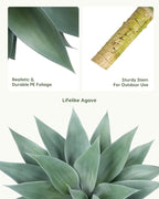 Velener Artificial Outdoor Blue Agave Plant - Small Size UV Resistant Fake Agave Plants for Indoor and Outdoor Decor(18 Inch)-2 Pack