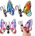 Totority Metal Butterfly Plant Pot Hangers 3Pcs Decorative Glass Flower Pot Hugger Figurines - Unique Outdoor Planter Ornaments & Indoor Garden Art Accessories - Stained Glass Style Present