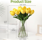 10 Pcs Artificial Tulips Flowers with Vase, Real Touch Faux Tulip Stems for Vase, Home Kitchen Wedding Dining Table Decorations, Ideal Gift for Mother's Day, Easter, Valentine's Day (Yellow)