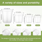 36 Packs 6.5/5/4/3.5 Inch Reinforced Clear Nursery Pots with Drainage Hole, Variety Pack High Transparency Plastic Seedling Plant Pot with 20 Labels