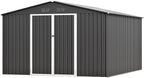 10 x 12FT Sheds & Outdoor Storage, Dark Grey Metal Waterproof Storage Shed with Door and Lock Outdoor Shed,All-Weather Shelter for Bike, Gardening Tools, Lawn Mowers