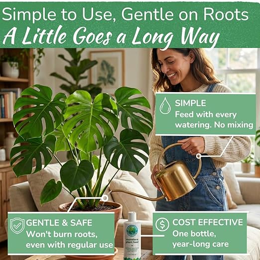 Monstera Plant Food - Premium Nutrient Rich Liquid Fertilizer (5-2-3 NPK) for Monstera Deliciosa & Other Tropical Plants | Supports Strong Roots & Large, Lush Leaves | Safe, Gentle, Easy-to-Use | 8 oz