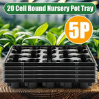 RooTrimmer 20 Cell Plant Trays for Carrying 3 inch Round Nursery Pots, Sturdy Plastic Trays Suitable for Holding 100 pcs Peat Pots (5 Packs)