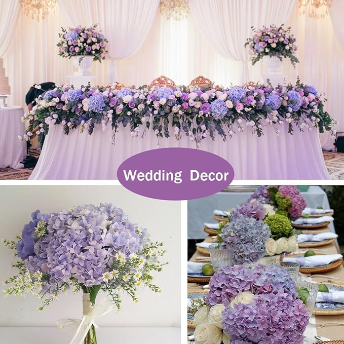 65Pcs Purple Hydrangea Artificial Flowers Bulk，Realistic Silk Fake Flowers with Stems，Faux Hydrangea Flowers for Wedding Home Decor Centerpieces Living Room Garden Party Baby Shower Decoration