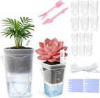 12 Pack 2.5"/2" Mini Clear Self Watering Pots for Indoor Plants with 2 pcs Transplanting Tool, Small Plastic Propagation Pots for Plants, Water Level Indicator,Drainage Hole,12 Plant Labels