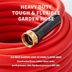 Garden Hose 150 ft x 5/8” Hot/Cold Heavy Duty Water Hose,-50°F to 190°F,Burst 600Psi Flexible Upgraded Rubber Hoses,3/4” Solid Fittings for All-weather Outdoor Lawn & Garden