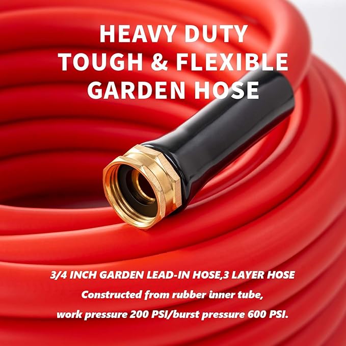 Garden Hose 150ft x 3/4” Hot Water Hose, Heavy Duty -50°F to 190°F,Burst 600Psi Flexible Upgraded Rubber Hoses,3/4” Solid Fittings for All-weather Outdoor Lawn & Garden