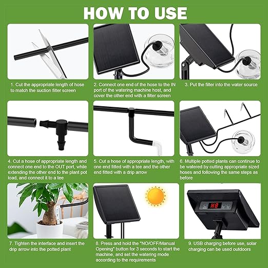 49FT Solar Drip Irrigation System Kit,Automatic Garden Watering System,Diy Plant Watering System,25 Timing Mode Supported 15 Pots with Anti-Siphon Set for Pots Plants,Balcony & Patio Irrigation System