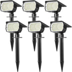 WENATY Solar Spot Lights Outdoor Waterproof IP65, 6 Pack Landscape Spotlights with 46 LEDs, 3 Modes Auto On/Off Solar Powered Flood Lights for Outside Pathway, Yard, Garden, Walkway (Cool White)