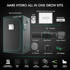 MARS HYDRO 4x4 Grow Tent Kit Complete System,300W TSW2000 4x4 Full Coverage Dimmable Light,48"x48"x80" 1680D High Reflective Mylar,6inch 32dB,402CFM Smart WiFi Control Ventilation Kit,10 Speed Fan