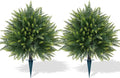 Artificial Cedar Topiary Trees with Ground Spike, 2 Pieces Fake Pine Shrubs Bushes, UV Resistant Faux Evergreen Cypress Tree Plants for Indoor Outdoor Planters Front Porch