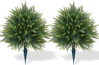 Artificial Cedar Topiary Trees with Ground Spike, 2 Pieces Fake Pine Shrubs Bushes, UV Resistant Faux Evergreen Cypress Tree Plants for Indoor Outdoor Planters Front Porch