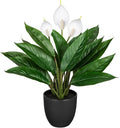 GnFlus Fake Plants 20'' Faux Plants Artificial Potted Plants Indoor Realistic White Anthurium Artificial Flowers, Fake Potted Plants for Home Office Farmhouse Kitchen Bathroom Table Shelf Decor