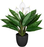 GnFlus Fake Plants 20'' Faux Plants Artificial Potted Plants Indoor Realistic White Anthurium Artificial Flowers, Fake Potted Plants for Home Office Farmhouse Kitchen Bathroom Table Shelf Decor