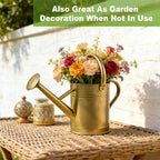 Watering Can for Outdoor&Indoor Plants，1 Gallon Metal Watering Can with with Removable Spout，Galvanized Steel Garden Flower Water Can Plant Watering Pot with 2 Handles，Gold