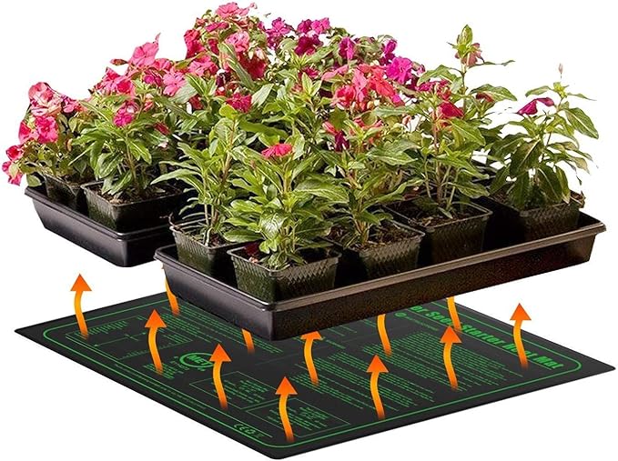 iPower GLHTMTM-A 20" x 20" Waterproof Durable Seedling Heat Mat Warm Hydroponic Plant for Indoor Gardening Germination Starting, black
