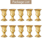 Sziqiqi Metal Flower Arrangements Pot for Wedding Table Centerpiece - Gold Planter Vase Pot for Artificial Real Flower Small Trumpet Plant Urn 6.3in