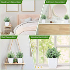 Unittype 12 Pcs Fake Plants Small Artificial Faux Plants for Shelf Mini Plastic Potted Greenery for Home Office Desk Bathroom Bedroom Indoor Decor(White Pot,Gray)