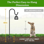 Shepherds Hooks for Outdoor, 48 Inches Garden Bird Feeder Pole for Hanging Bird Feeder, Plant Baskets, Solar Light Lanterns, Outdoor Plant Hanger Hook with 5 Base Prongs, 2 Packs