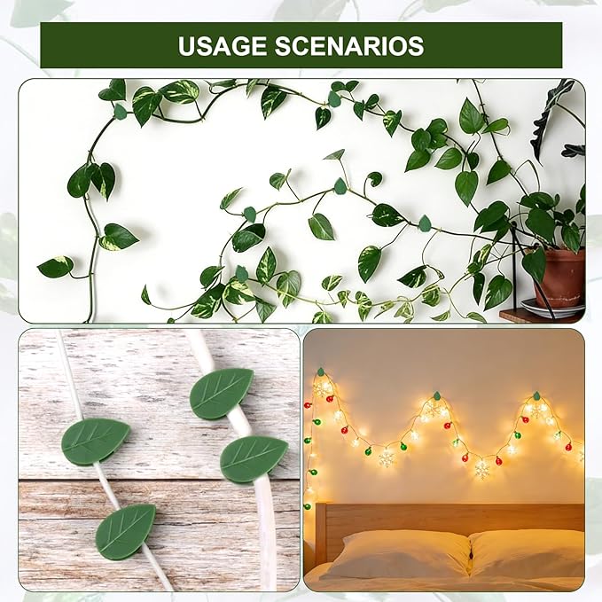 HNHMT 60 pcs Plant Wall Clips with 72 Pieces Acrylic Adhesive Sticker - Plant Climbing Wall Fixture Clips Plant Fixer Invisible Wall Vines Fixing Clips Self-Adhesive Hook Plant Clips